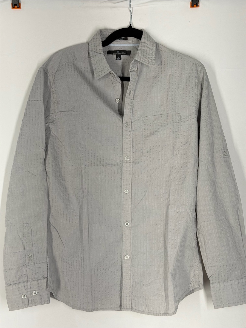 Marc Anthony Light Gray Slim Button-Down Shirt